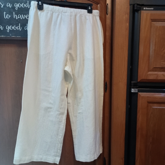 Appleseeds White 100% Cotton Cropped Elastic Waist Pants Medium - Picture 5 of 8